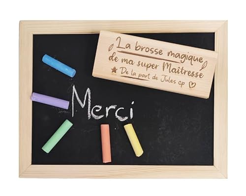 Brosse en bois gravée pour tableau noir ou velleda 2025 pas cher