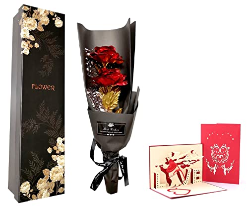 Bouquet Fleurs Rose Plaqué Or, Bouquet de Roses 2025 pas cher