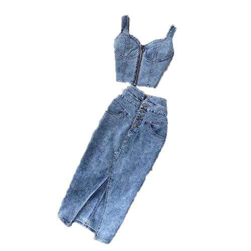Ensemble de jupe en jean taille haute pour femme - 2025 pas cher