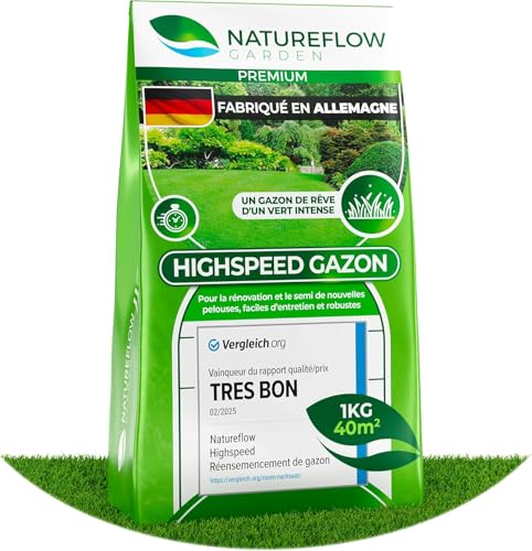 Gazon Regarnissage Rapide 1kg (40m2) - Fabriqué en 2025 pas cher