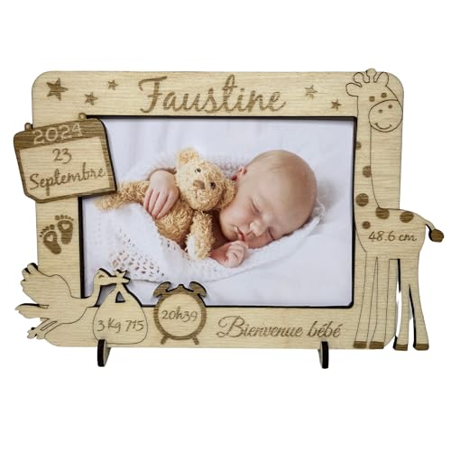 Cadre Photo naissance en Bois Personnalisable avec 2026 pas cher
