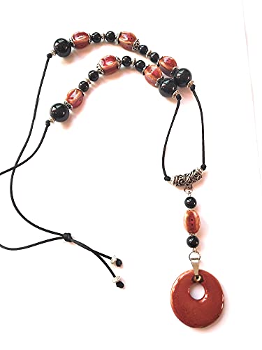 Collier sautoir rouge et noir, perles en 2026 pas cher