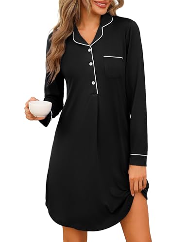 Jahetuul Chemise de Nuit en Coton Manches Longues 2026 pas cher