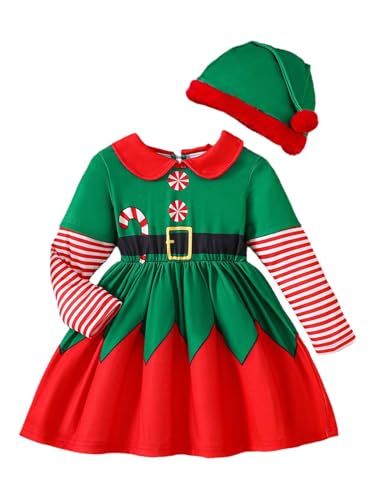 TSSOE Robe Lutin de Noël Bébé Fille Rayée à 2026 pas cher